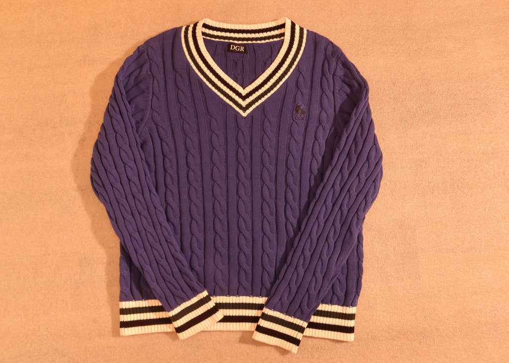 Cable-Knit Cotton Sweater - Marine Blue