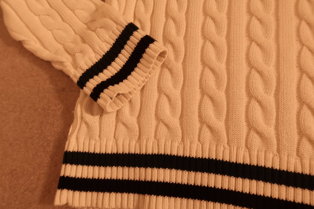 Cable Knit Cotton Sweater Ivory