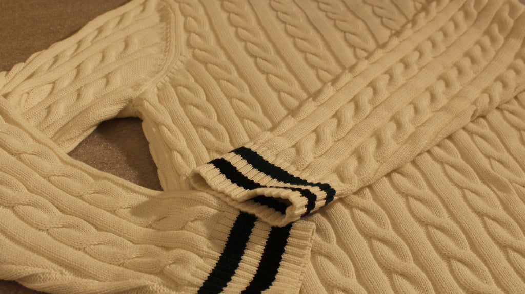 Cable Knit Cotton Sweater Ivory