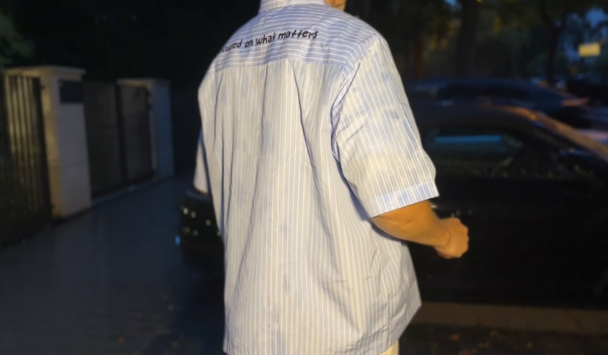 Striped Boxy Camp Shirt