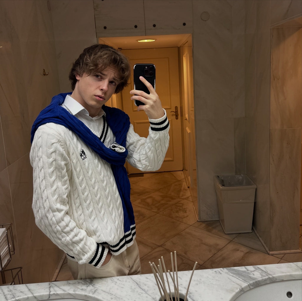 Cable Knit Cotton Sweater Ivory