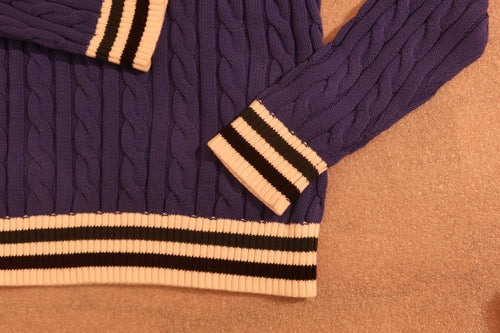 Cable-Knit Cotton Sweater - Marine Blue