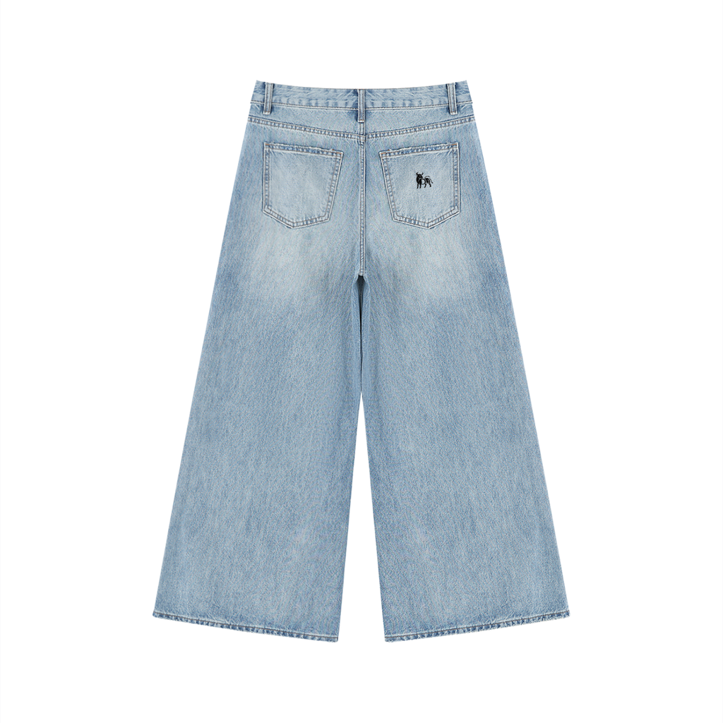 Vintage Wash Wide Leg Jeans