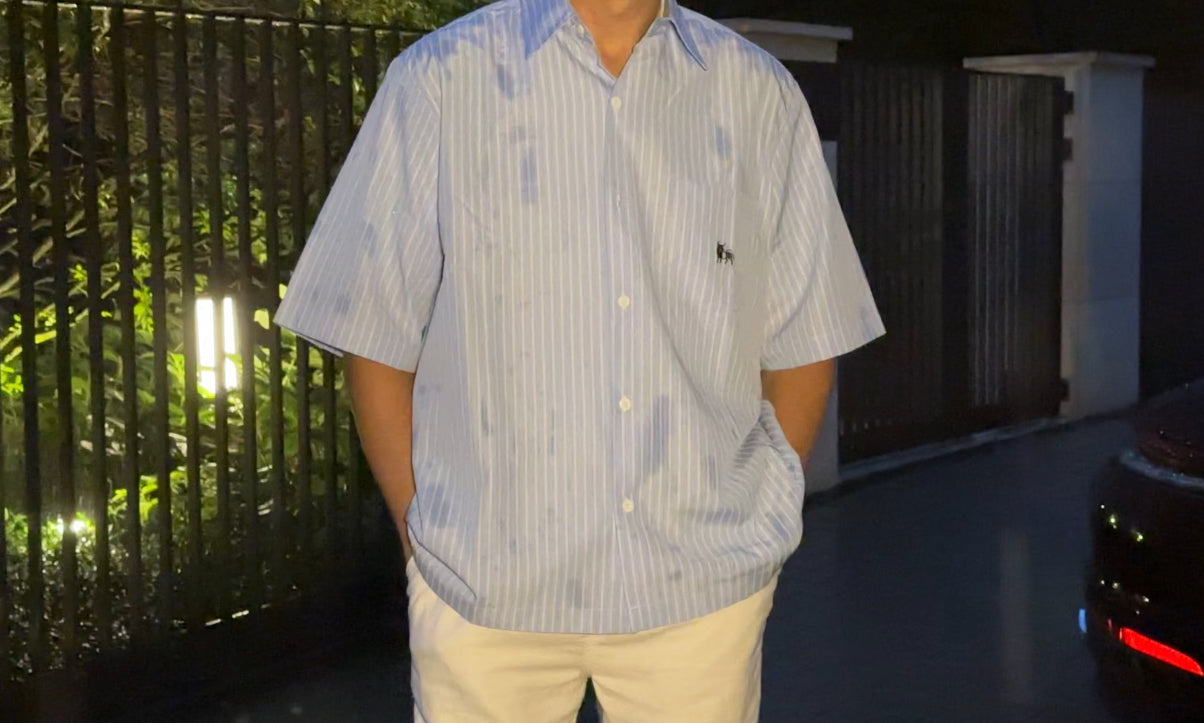 Striped Boxy Camp Shirt