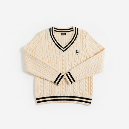 DGR Ivory Cable-Knit Sweater - Flat Lay