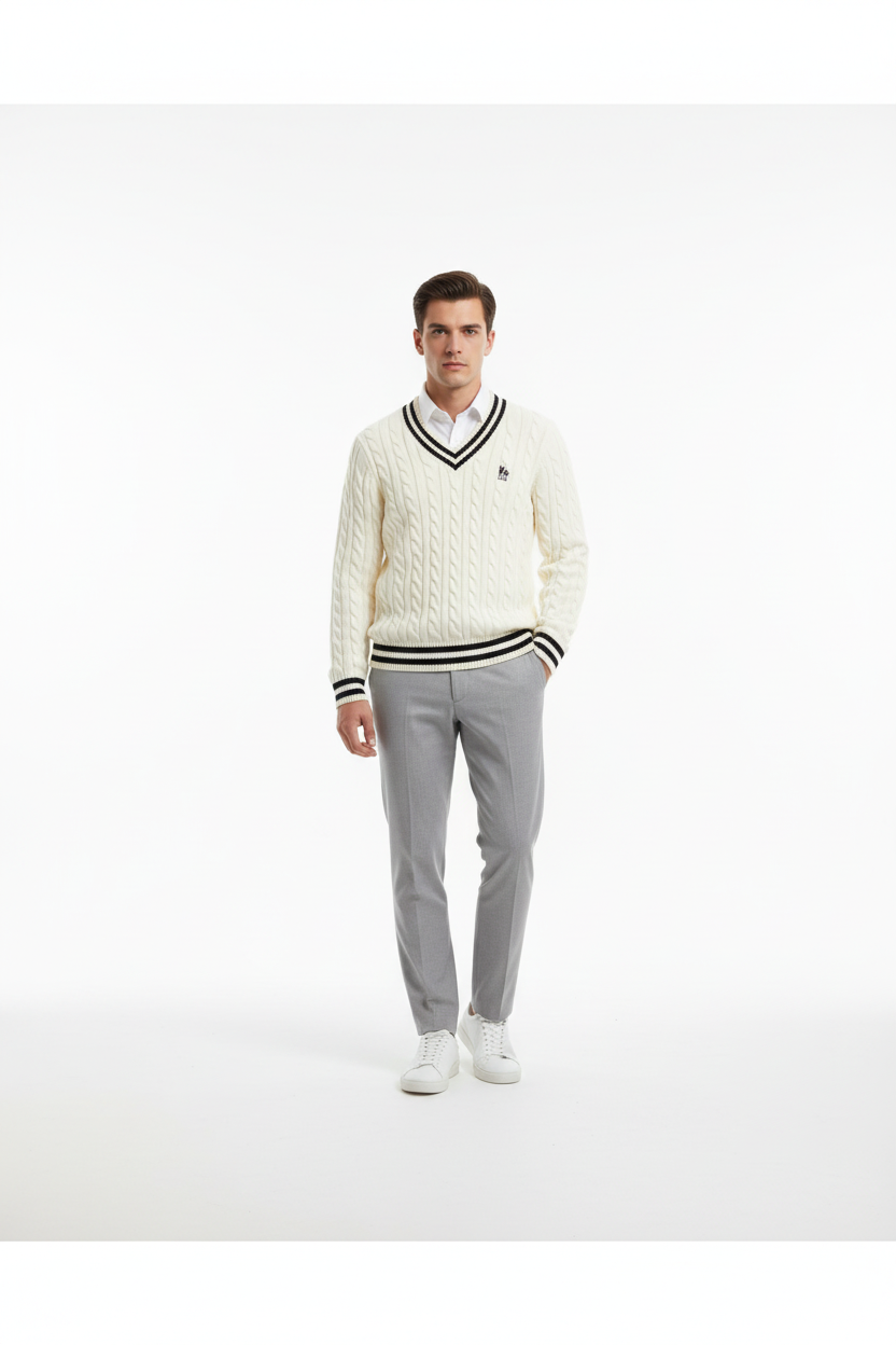 DGR White Sweater - Male Full Body Distance 2