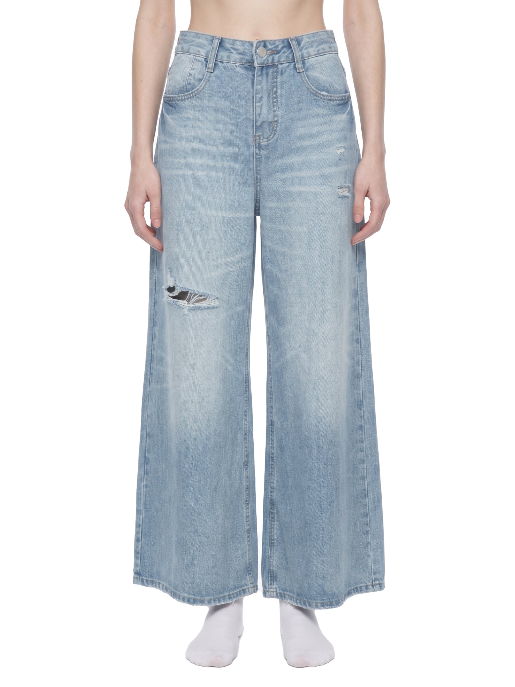 Vintage Wash Wide Leg Jeans