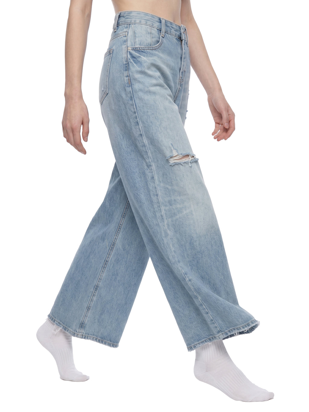 Vintage Wash Wide Leg Jeans