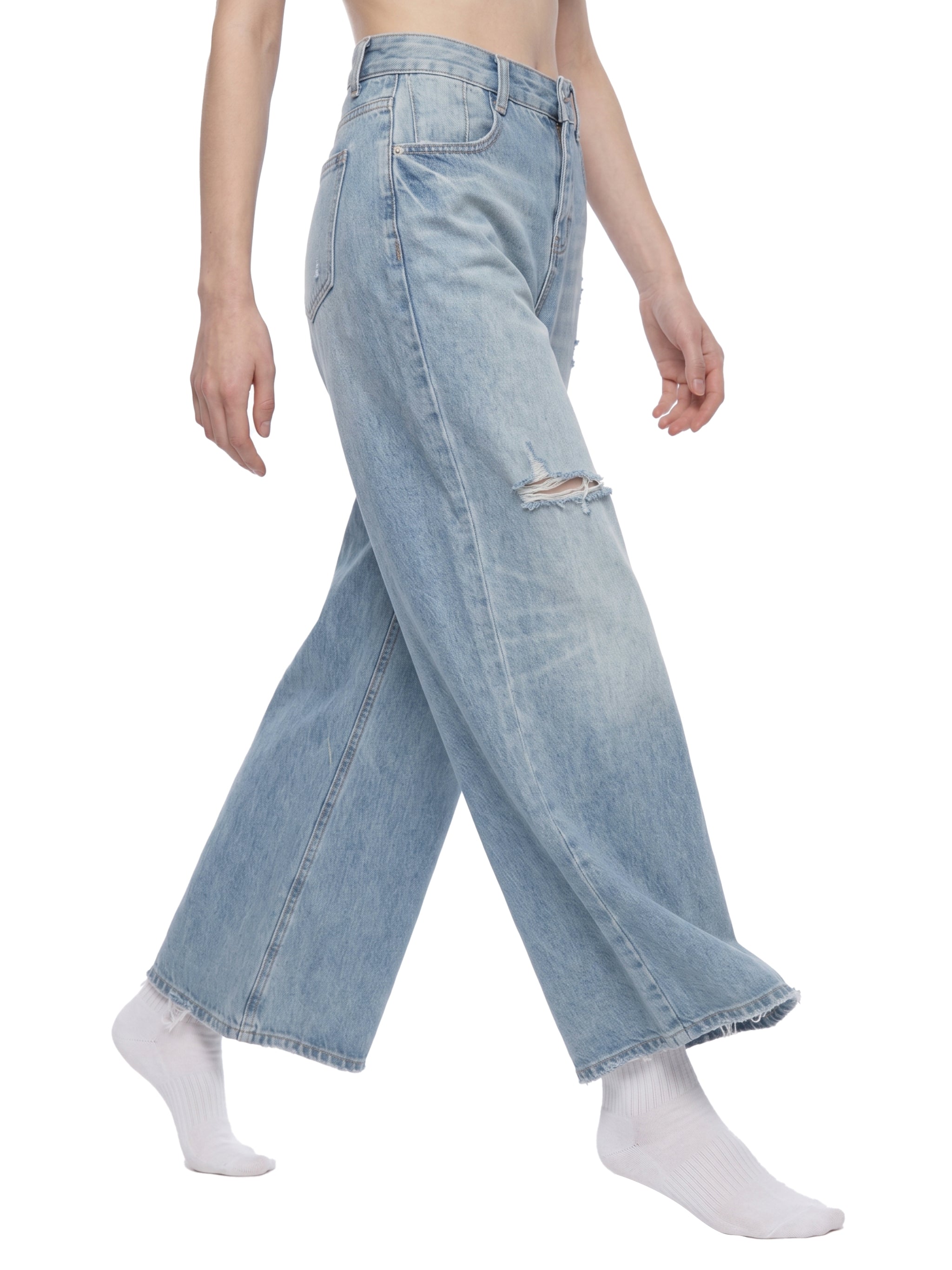 Vintage Wash Wide Leg Jeans